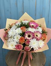 Букет цветов из:  Розы, Герберы и Хризантемы в Заозерном