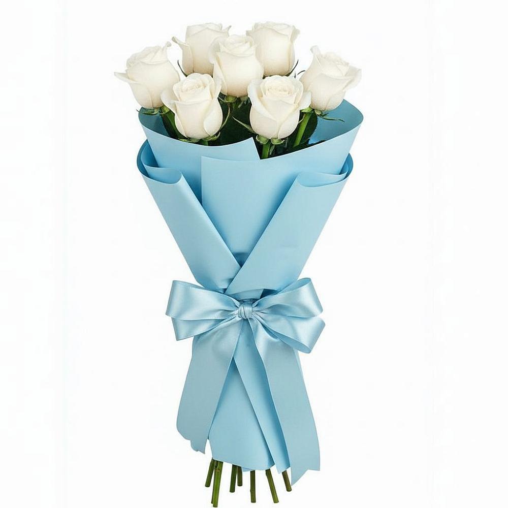 Букет 7 белых роз Проуд в Заозерном