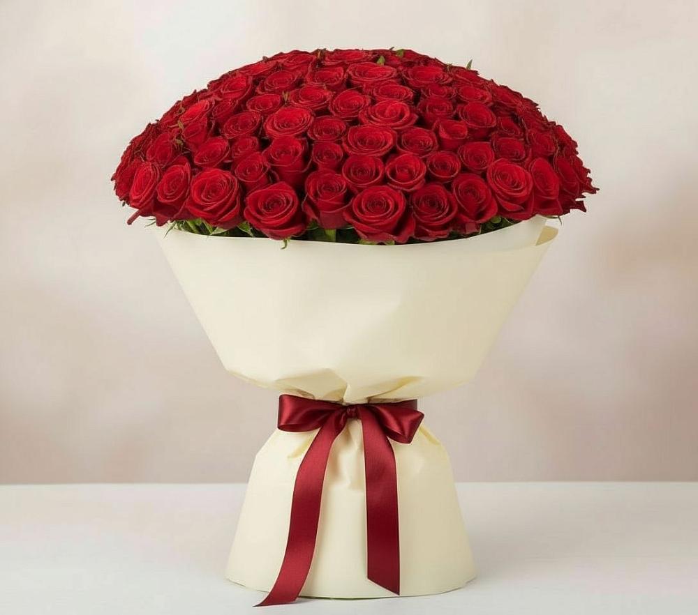 Букет 101 Красная роза Милано в Заозерном