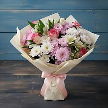 Букет цветов из:  Хризантемы, Альстромерии и Розы в Заозерном