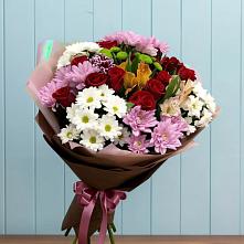 Букет цветов из:  Розы, Хризантемы и Альстромерии в Заозерном