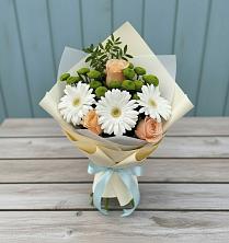 Букет цветов из:  Герберы, Розы и Хризантемы в Заозерном