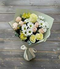 Букет цветов из:  Альстромерии, Розы и Хризантемы в Заозерном