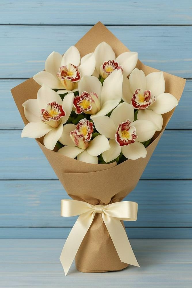 Букет цветов из: Орхидеи и Розы в Заозерном